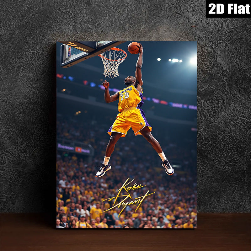 2D flat 1pc Kobe Bryant basketball action sports wall art canvas prints for living room bedroom man cave decor inspirational gifts modern farmhouse style