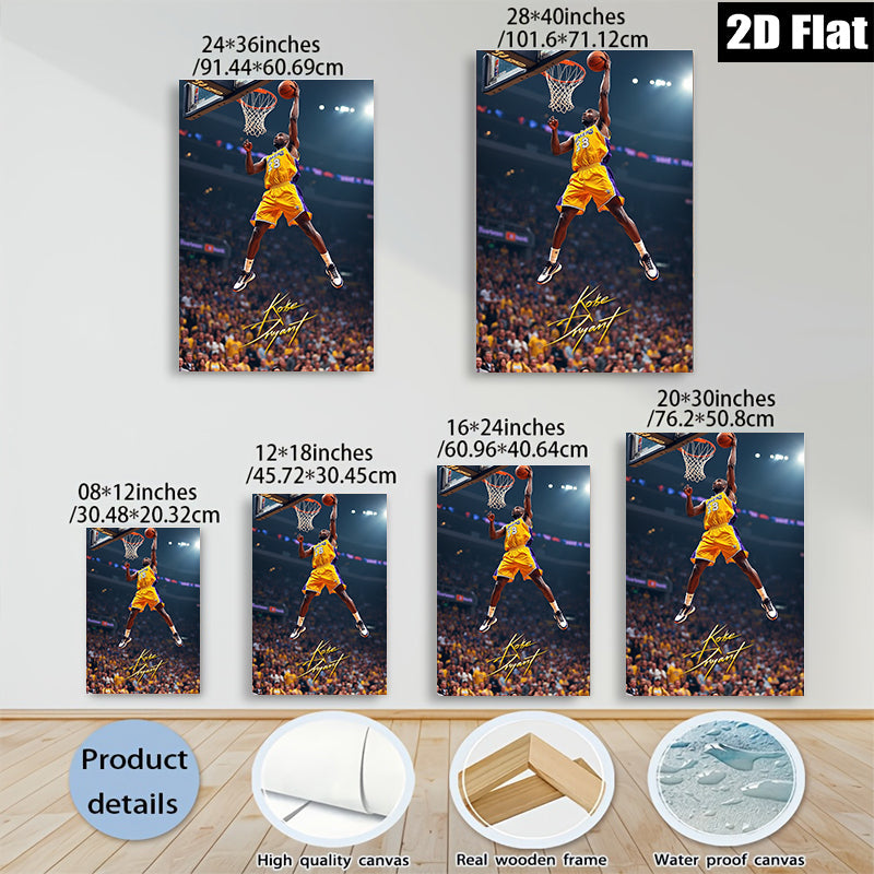 2D flat 1pc Kobe Bryant basketball action sports wall art canvas prints for living room bedroom man cave decor inspirational gifts modern farmhouse style