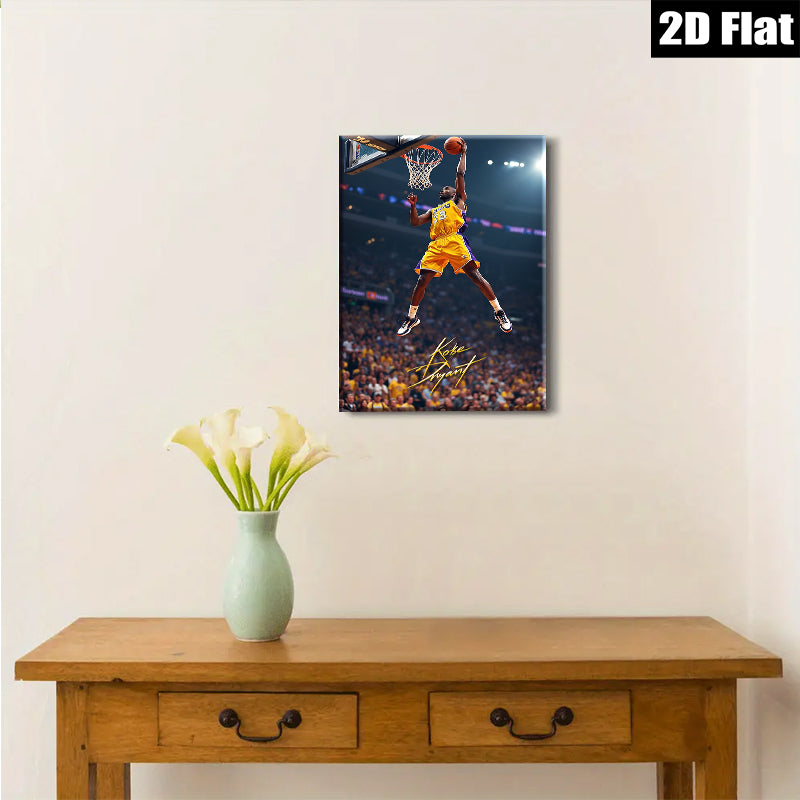 2D flat 1pc Kobe Bryant basketball action sports wall art canvas prints for living room bedroom man cave decor inspirational gifts modern farmhouse style