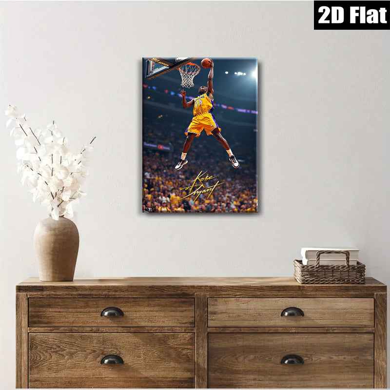 2D flat 1pc Kobe Bryant basketball action sports wall art canvas prints for living room bedroom man cave decor inspirational gifts modern farmhouse style