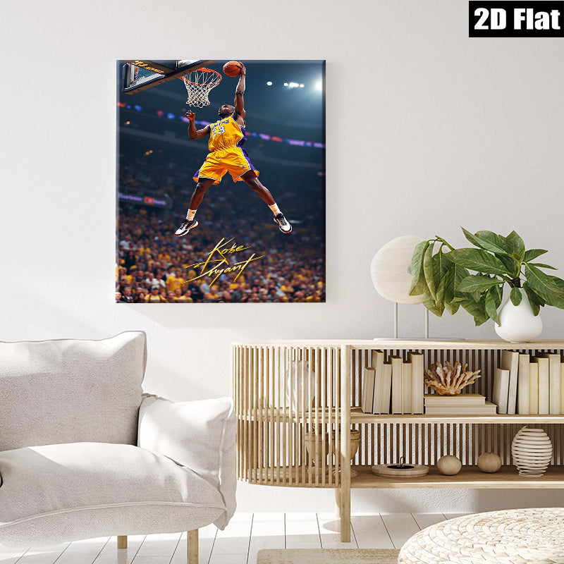 2D flat 1pc Kobe Bryant basketball action sports wall art canvas prints for living room bedroom man cave decor inspirational gifts modern farmhouse style