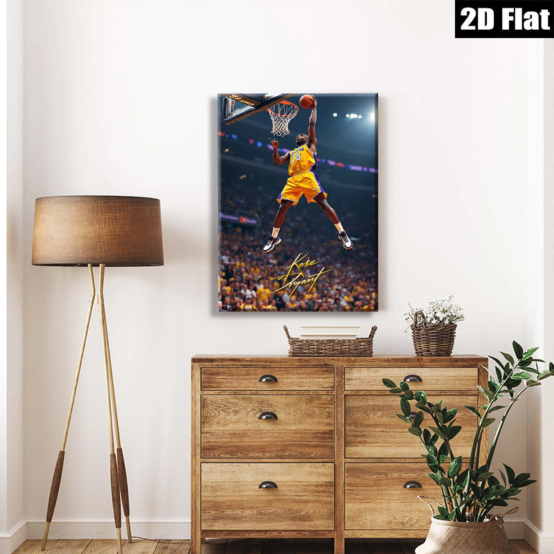 2D flat 1pc Kobe Bryant basketball action sports wall art canvas prints for living room bedroom man cave decor inspirational gifts modern farmhouse style