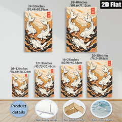 2D flat 1pc Koi Fish Wall Art Canvas Painting Modern Farmhouse Decor Living Room Bedroom Office Gallery Wrapped Ready to Hang