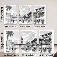 2D flat 1pc Kyoto Japan Tower Street View Wall Art Canvas Prints for Living Room Bedroom Home Decor Modern Farmhouse Gallery Wrapped