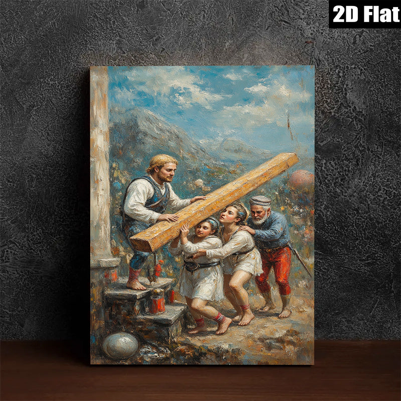 2D flat 1pc Laboring Family Canvas Wall Art for Living Room Bedroom Home Decor Farmhouse Rustic Gallery Wrapped Prints Ready to Hang