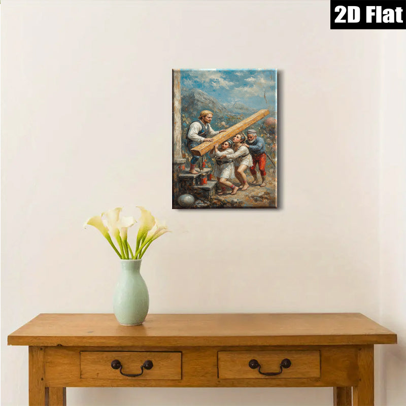 2D flat 1pc Laboring Family Canvas Wall Art for Living Room Bedroom Home Decor Farmhouse Rustic Gallery Wrapped Prints Ready to Hang