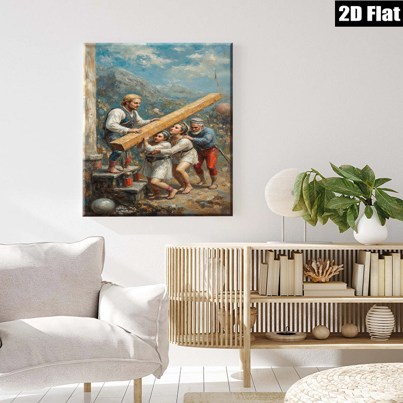 2D flat 1pc Laboring Family Canvas Wall Art for Living Room Bedroom Home Decor Farmhouse Rustic Gallery Wrapped Prints Ready to Hang