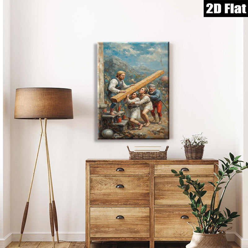 2D flat 1pc Laboring Family Canvas Wall Art for Living Room Bedroom Home Decor Farmhouse Rustic Gallery Wrapped Prints Ready to Hang