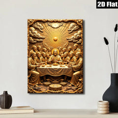 2D flat 1pc Last Supper Religious Wall Art Canvas Prints for Living Room Bedroom Dining Room Home Decor Gallery Wrapped Modern Farmhouse Aesthetic