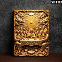 2D flat 1pc Last Supper Religious Wall Art Canvas Prints for Living Room Bedroom Dining Room Home Decor Gallery Wrapped Modern Farmhouse Aesthetic