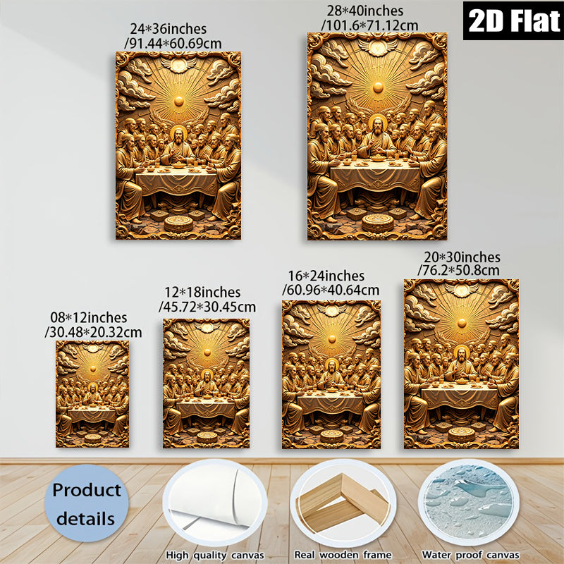 2D flat 1pc Last Supper Religious Wall Art Canvas Prints for Living Room Bedroom Dining Room Home Decor Gallery Wrapped Modern Farmhouse Aesthetic