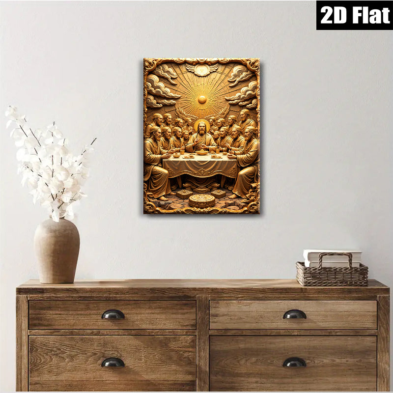 2D flat 1pc Last Supper Religious Wall Art Canvas Prints for Living Room Bedroom Dining Room Home Decor Gallery Wrapped Modern Farmhouse Aesthetic