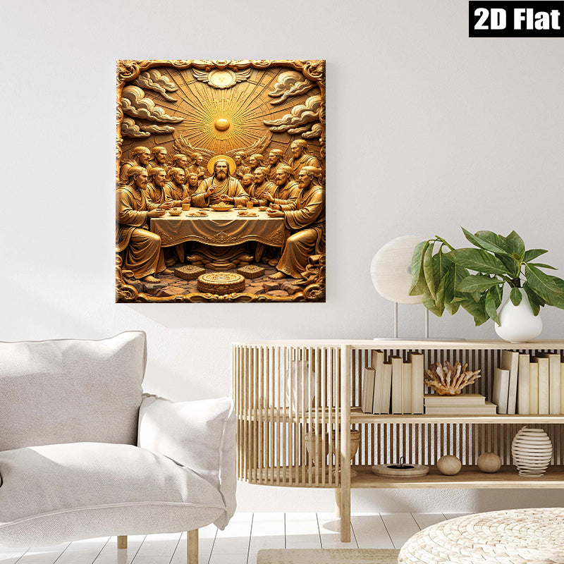2D flat 1pc Last Supper Religious Wall Art Canvas Prints for Living Room Bedroom Dining Room Home Decor Gallery Wrapped Modern Farmhouse Aesthetic
