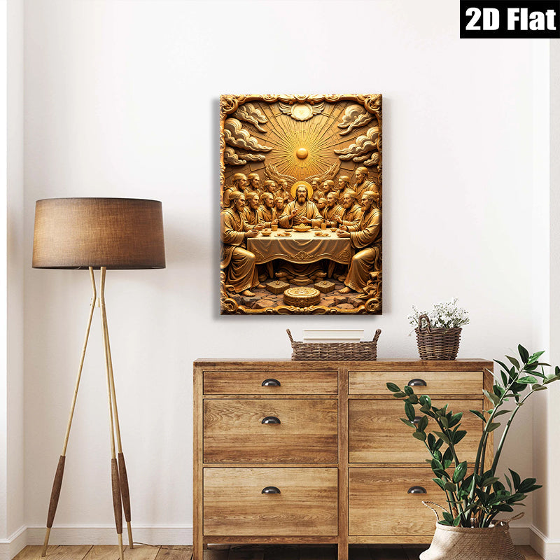2D flat 1pc Last Supper Religious Wall Art Canvas Prints for Living Room Bedroom Dining Room Home Decor Gallery Wrapped Modern Farmhouse Aesthetic