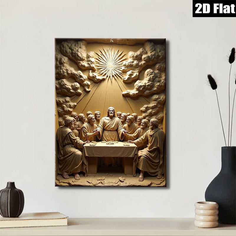 2D flat 1pc Last Supper Religious Wall Art Canvas Prints for Living Room Dining Room Home Decor Gallery Wrapped Frameless Modern Farmhouse Style