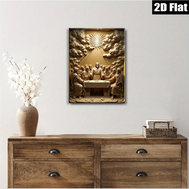 2D flat 1pc Last Supper Religious Wall Art Canvas Prints for Living Room Dining Room Home Decor Gallery Wrapped Frameless Modern Farmhouse Style