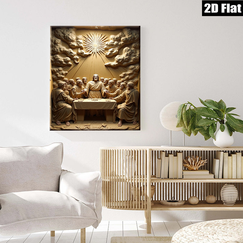 2D flat 1pc Last Supper Religious Wall Art Canvas Prints for Living Room Dining Room Home Decor Gallery Wrapped Frameless Modern Farmhouse Style