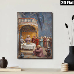 2D flat 1pc Last Supper Religious Wall Art Dining Room Living Room Decor Gallery Wrapped Canvas Prints for Home Office Modern Farmhouse Style