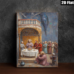 2D flat 1pc Last Supper Religious Wall Art Dining Room Living Room Decor Gallery Wrapped Canvas Prints for Home Office Modern Farmhouse Style