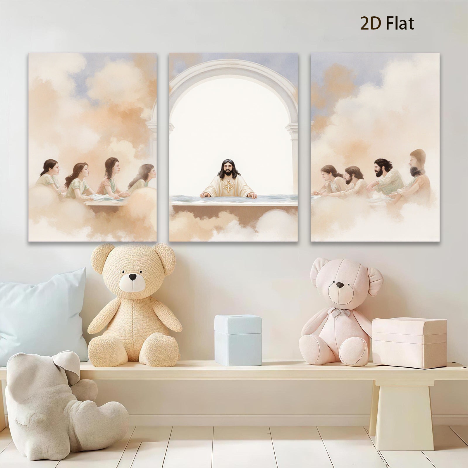 2D flat 1pc Last Supper religious painting wall art for living room bedroom gallery wrapped canvas prints farmhouse decor modern minimalist artwork