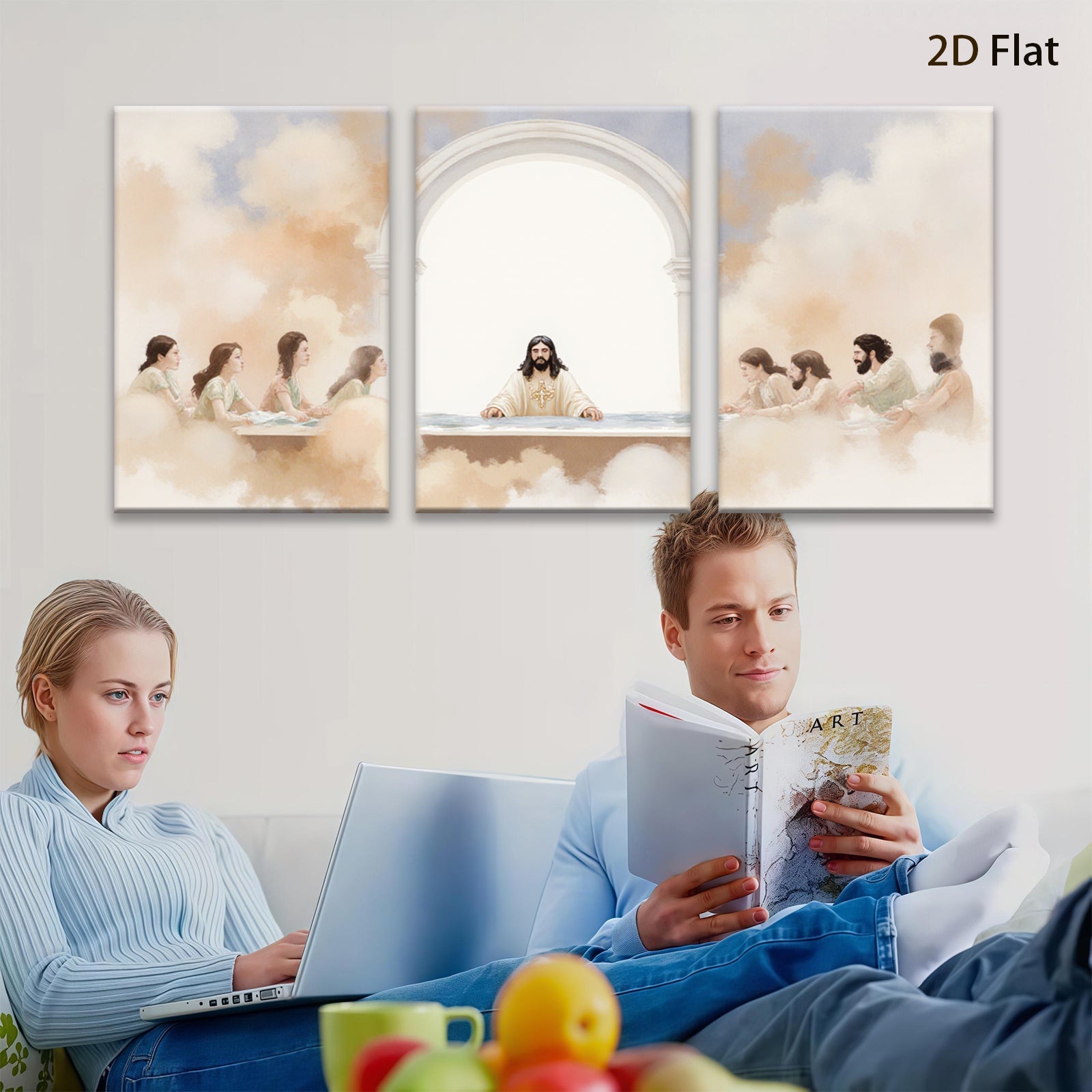 2D flat 1pc Last Supper religious painting wall art for living room bedroom gallery wrapped canvas prints farmhouse decor modern minimalist artwork
