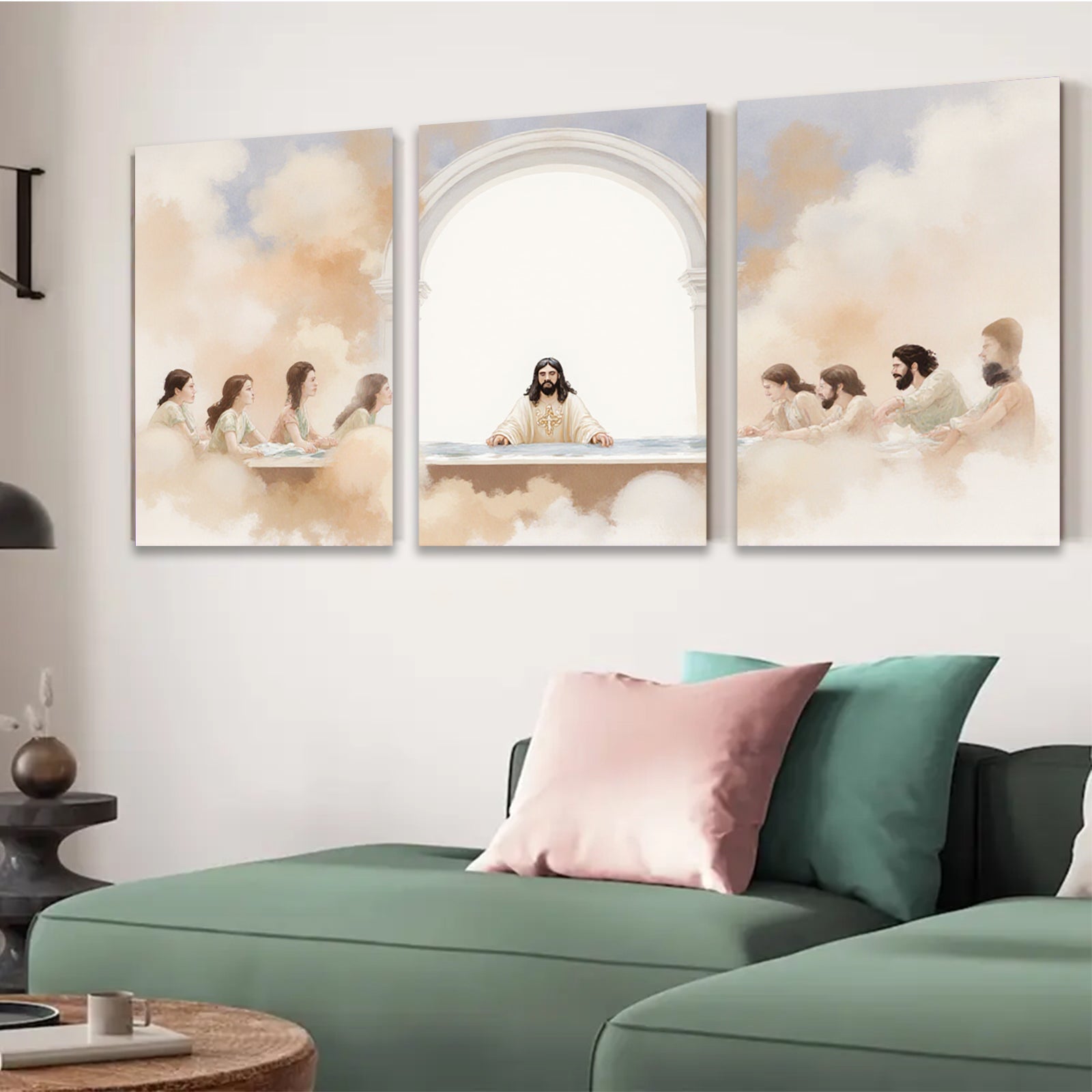 2D flat 1pc Last Supper religious painting wall art for living room bedroom gallery wrapped canvas prints farmhouse decor modern minimalist artwork