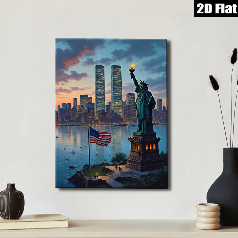 2D flat 1pc Liberty Enlightening World Iconic New York Skyline Wall Art Decor Living Room Bedroom Modern Farmhouse Canvas Prints Home Décor Gift Ideas