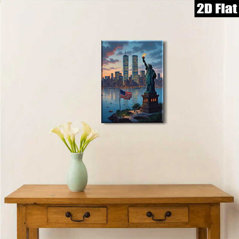 2D flat 1pc Liberty Enlightening World Iconic New York Skyline Wall Art Decor Living Room Bedroom Modern Farmhouse Canvas Prints Home Décor Gift Ideas
