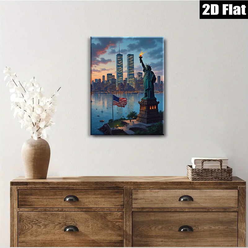 2D flat 1pc Liberty Enlightening World Iconic New York Skyline Wall Art Decor Living Room Bedroom Modern Farmhouse Canvas Prints Home Décor Gift Ideas