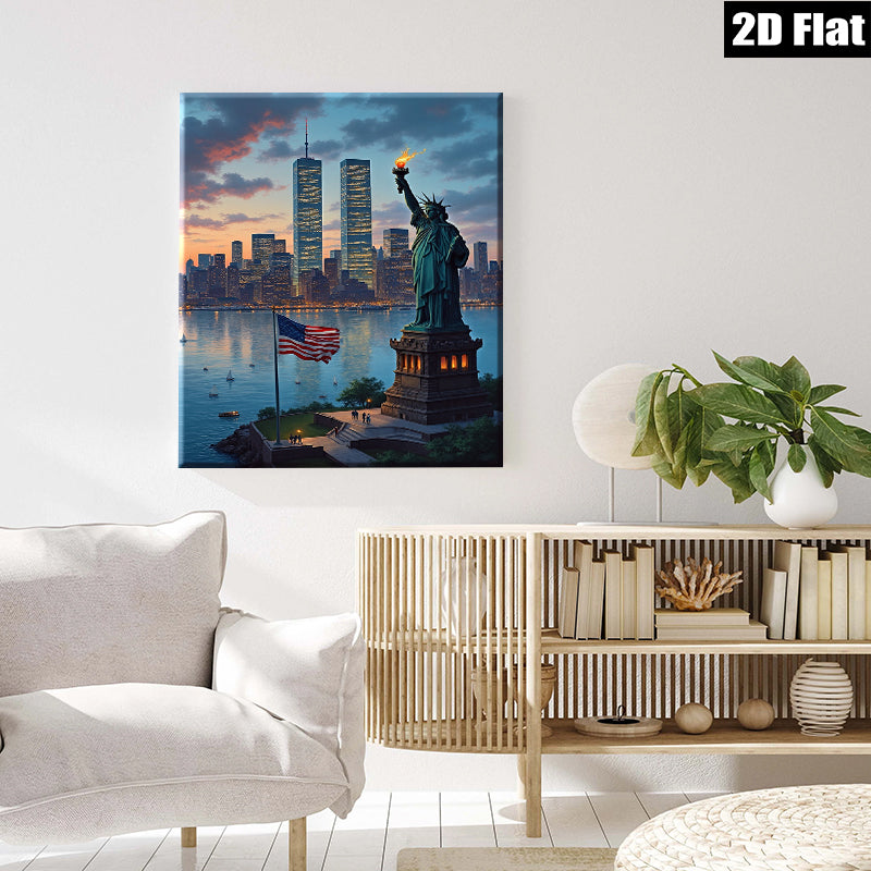 2D flat 1pc Liberty Enlightening World Iconic New York Skyline Wall Art Decor Living Room Bedroom Modern Farmhouse Canvas Prints Home Décor Gift Ideas