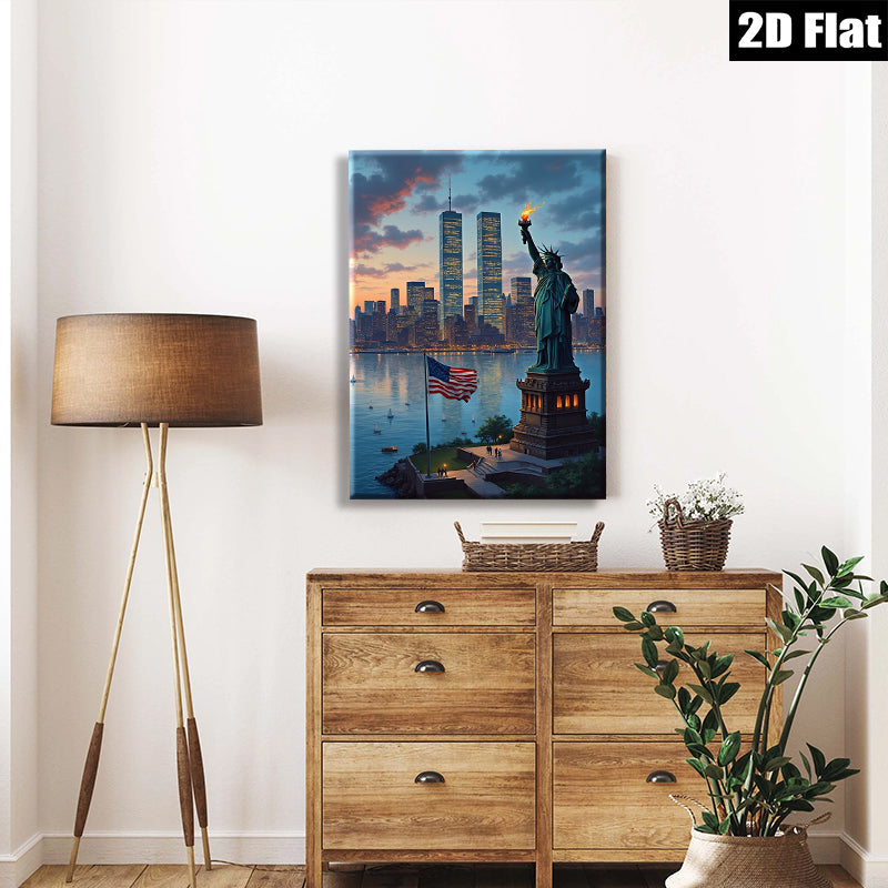 2D flat 1pc Liberty Enlightening World Iconic New York Skyline Wall Art Decor Living Room Bedroom Modern Farmhouse Canvas Prints Home Décor Gift Ideas