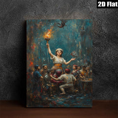 2D flat 1pc Liberty Leading Revolutionaries Dramatic Historical Canvas Wall Art for Living Room Bedroom Office Gallery Wrapped Art Prints