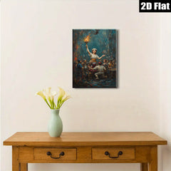 2D flat 1pc Liberty Leading Revolutionaries Dramatic Historical Canvas Wall Art for Living Room Bedroom Office Gallery Wrapped Art Prints