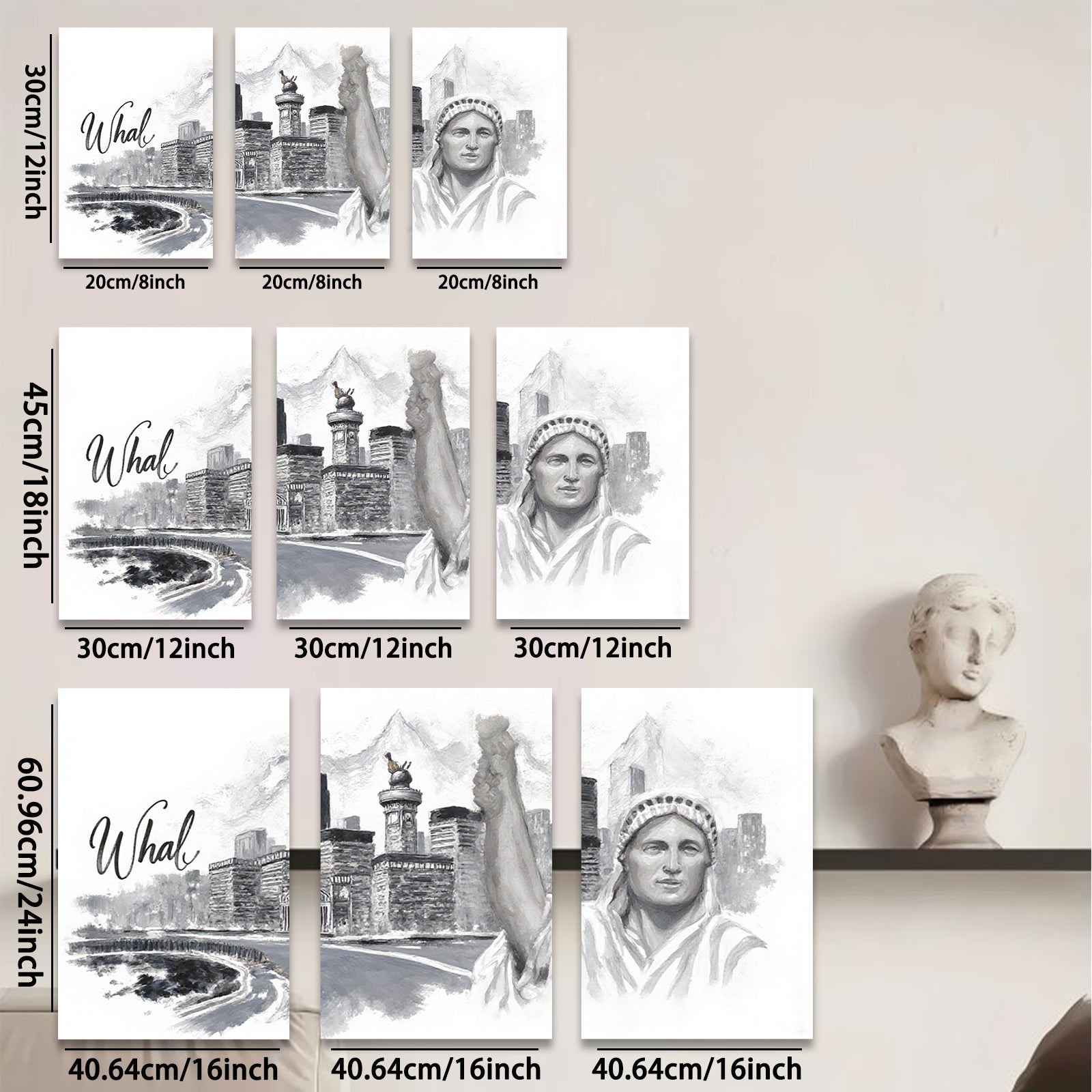 2D flat 1pc Liberty illuminating cityscape modern wall art for living room bedroom home decor farmhouse style canvas prints
