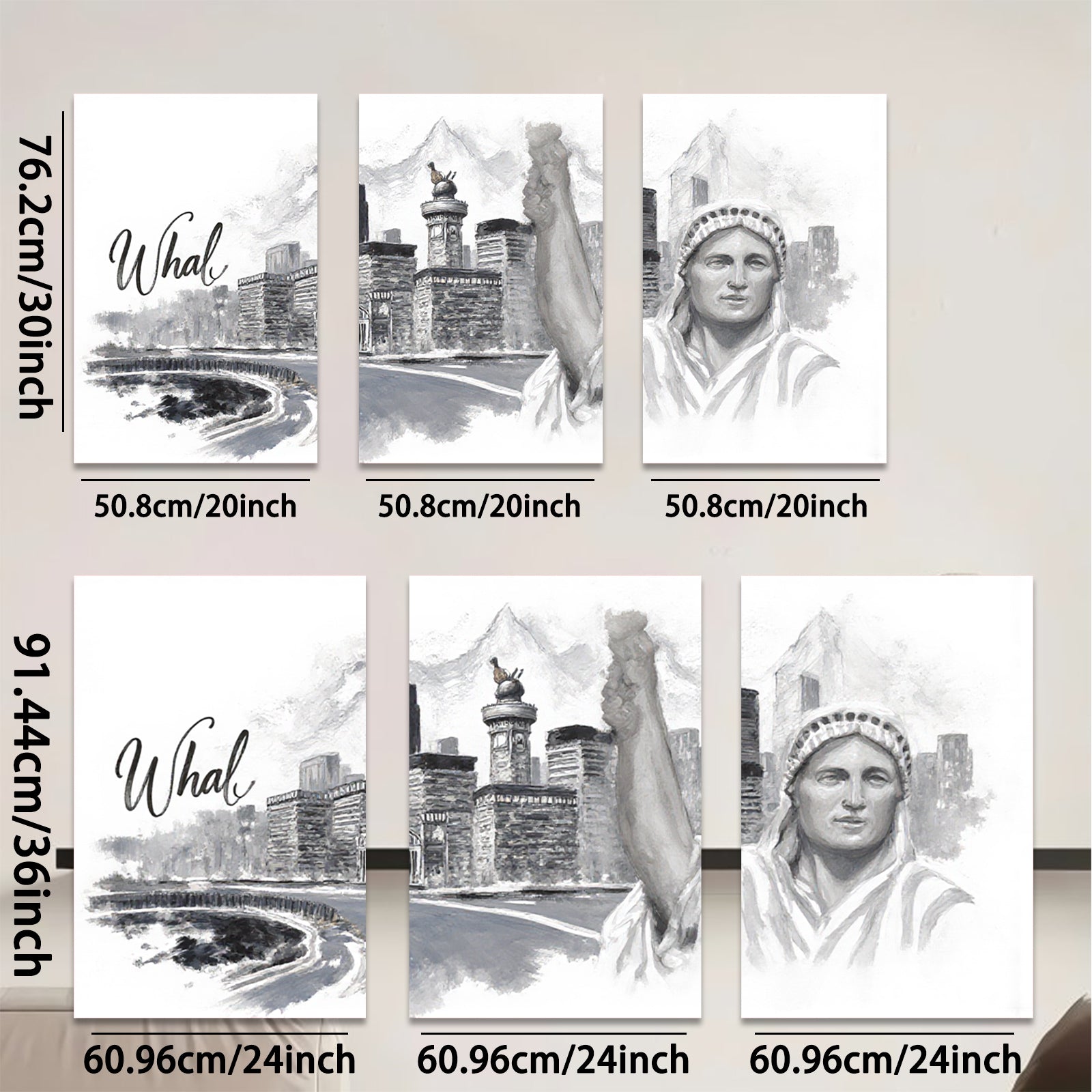 2D flat 1pc Liberty illuminating cityscape modern wall art for living room bedroom home decor farmhouse style canvas prints