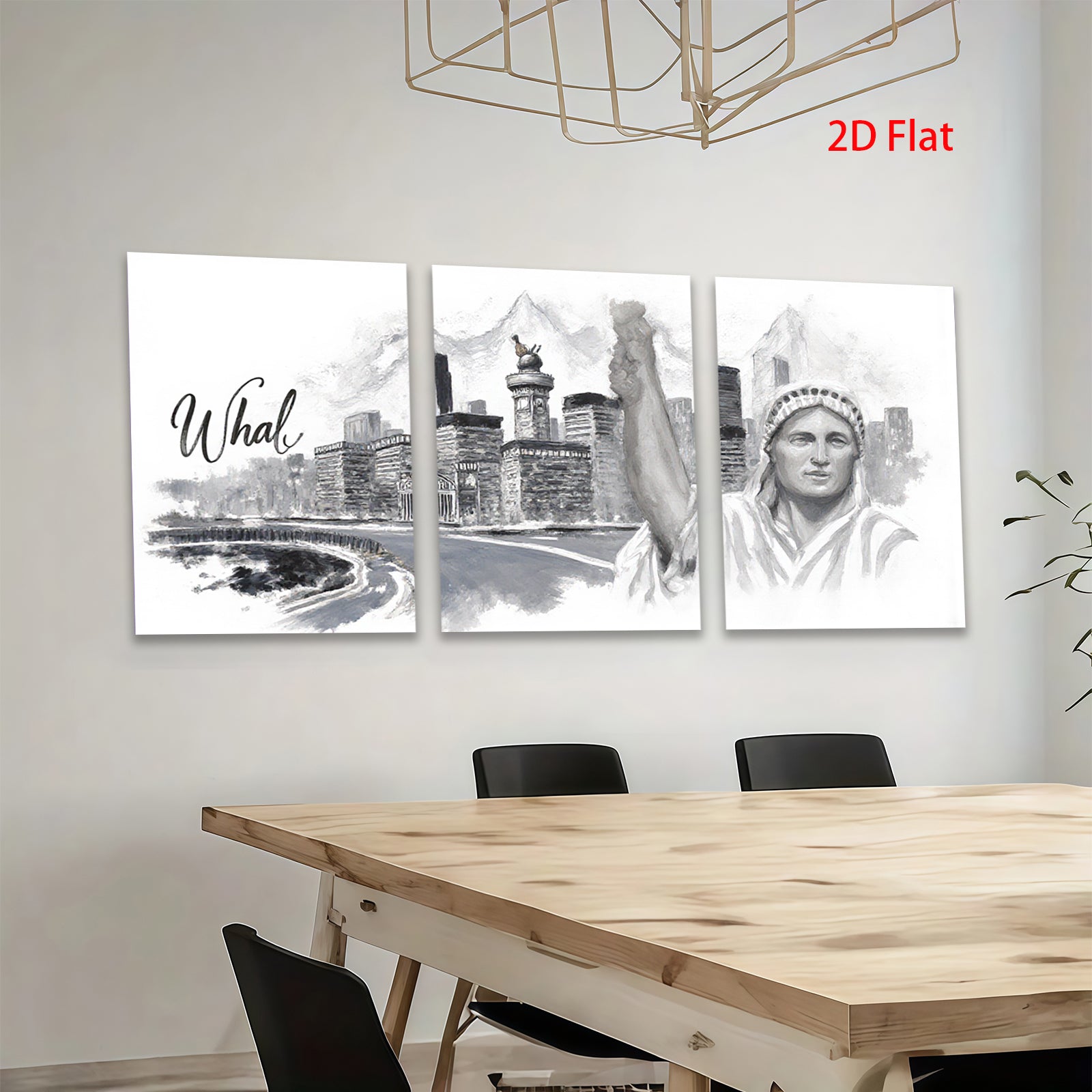 2D flat 1pc Liberty illuminating cityscape modern wall art for living room bedroom home decor farmhouse style canvas prints