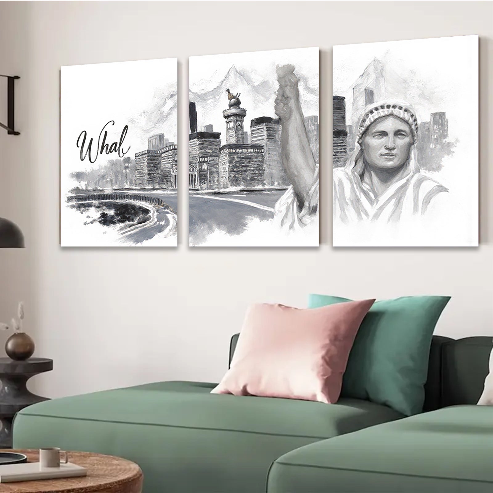 2D flat 1pc Liberty illuminating cityscape modern wall art for living room bedroom home decor farmhouse style canvas prints