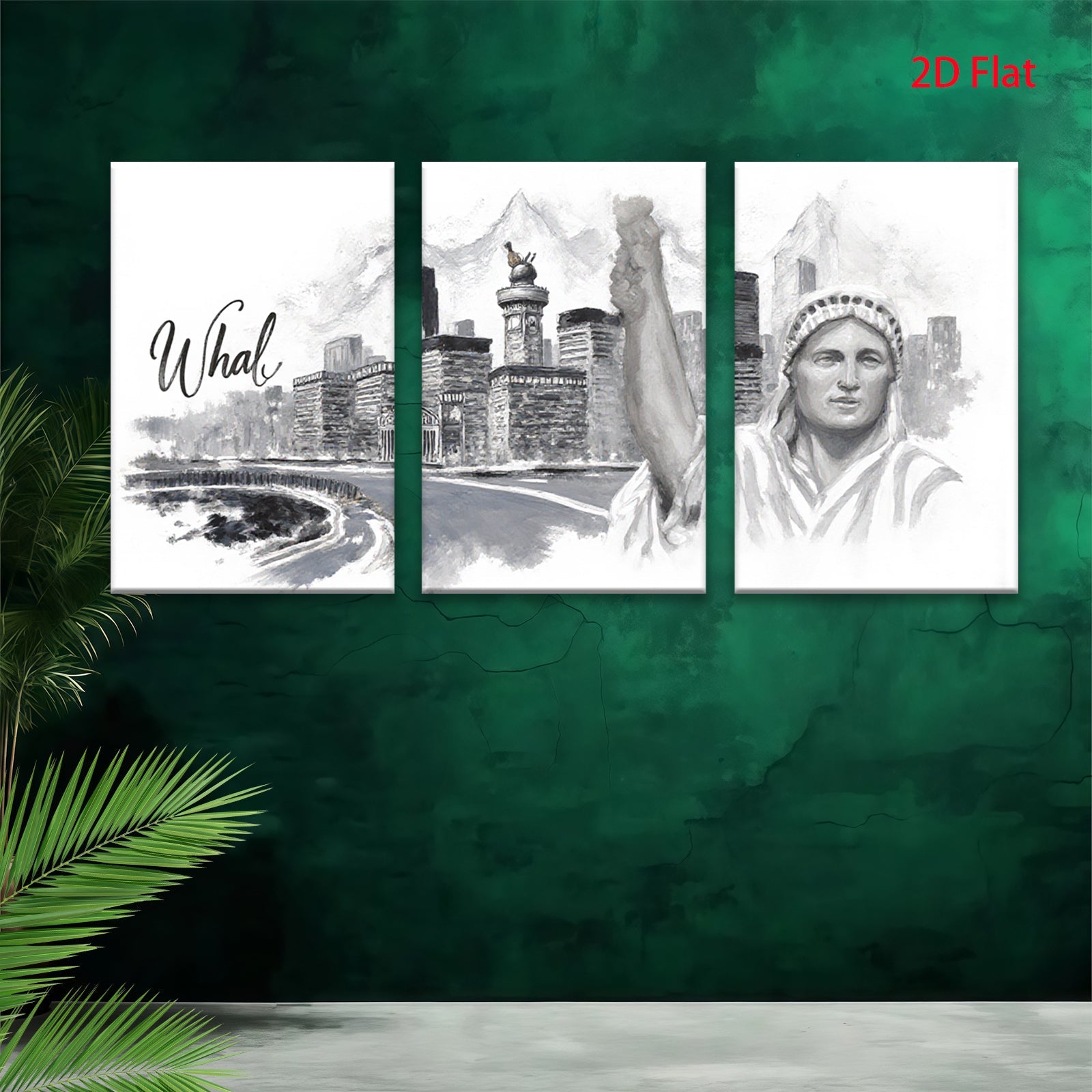 2D flat 1pc Liberty illuminating cityscape modern wall art for living room bedroom home decor farmhouse style canvas prints