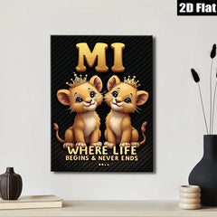 2D flat 1pc Lion Cubs Portrait Wall Art Kids Room Nursery Decor Playroom Canvas Prints Bedroom Living Room Modern Farmhouse Style Gallery Wrapped Timeless Gift
