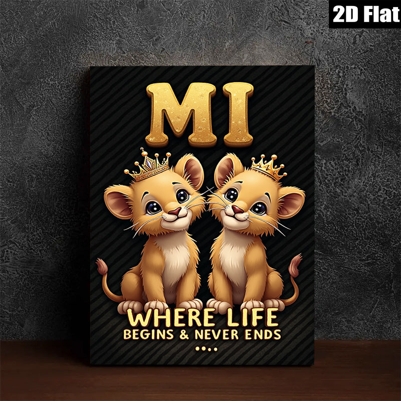 2D flat 1pc Lion Cubs Portrait Wall Art Kids Room Nursery Decor Playroom Canvas Prints Bedroom Living Room Modern Farmhouse Style Gallery Wrapped Timeless Gift