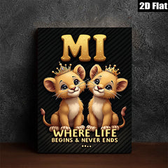 2D flat 1pc Lion Cubs Portrait Wall Art Kids Room Nursery Decor Playroom Canvas Prints Bedroom Living Room Modern Farmhouse Style Gallery Wrapped Timeless Gift