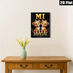 2D flat 1pc Lion Cubs Portrait Wall Art Kids Room Nursery Decor Playroom Canvas Prints Bedroom Living Room Modern Farmhouse Style Gallery Wrapped Timeless Gift