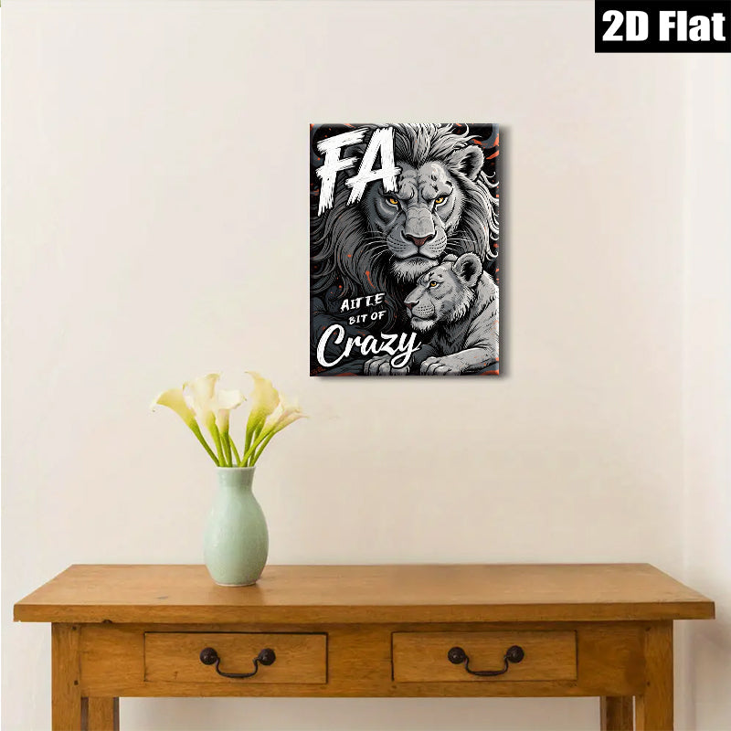 2D flat 1pc Lion Family Portrait Wall Art Canvas Prints for Living Room Bedroom Modern Farmhouse Decor Gallery Wrapped Animal Wildlife Art Inspirational Cozy Rustic