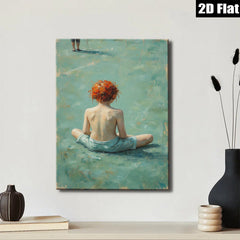 2D flat 1pc Little Girl Sitting Peaceful Meadow Farmhouse Wall Art Living Room Bedroom Decor Gallery Wrapped Canvas Prints Modern Rustic Home Decorations