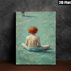 2D flat 1pc Little Girl Sitting Peaceful Meadow Farmhouse Wall Art Living Room Bedroom Decor Gallery Wrapped Canvas Prints Modern Rustic Home Decorations