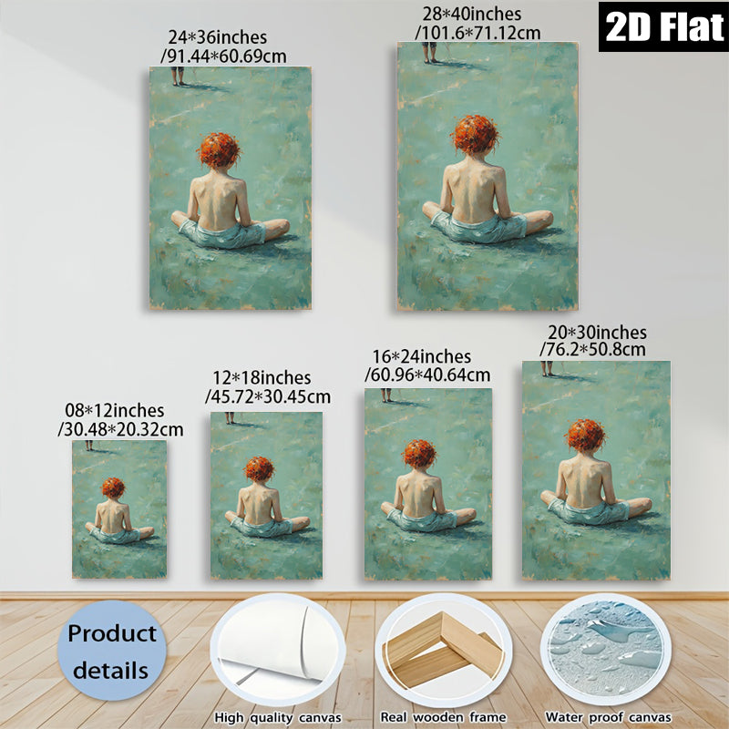 2D flat 1pc Little Girl Sitting Peaceful Meadow Farmhouse Wall Art Living Room Bedroom Decor Gallery Wrapped Canvas Prints Modern Rustic Home Decorations