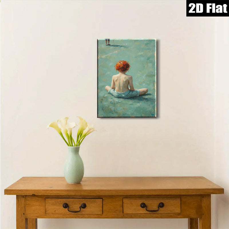 2D flat 1pc Little Girl Sitting Peaceful Meadow Farmhouse Wall Art Living Room Bedroom Decor Gallery Wrapped Canvas Prints Modern Rustic Home Decorations
