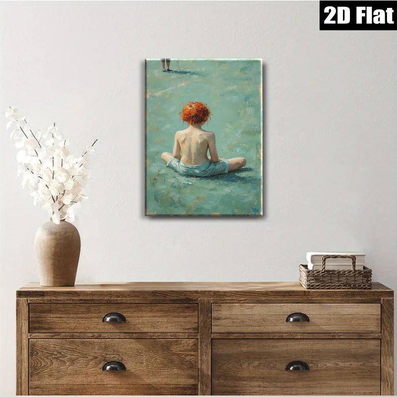 2D flat 1pc Little Girl Sitting Peaceful Meadow Farmhouse Wall Art Living Room Bedroom Decor Gallery Wrapped Canvas Prints Modern Rustic Home Decorations