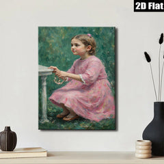 2D flat 1pc Little Girl with Ring Portrait Canvas Wall Art for Living Room Bedroom Home Decor Farmhouse Style Gallery Wrapped Modern Artwork