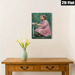 2D flat 1pc Little Girl with Ring Portrait Canvas Wall Art for Living Room Bedroom Home Decor Farmhouse Style Gallery Wrapped Modern Artwork